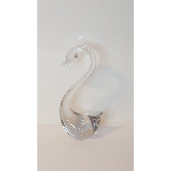 Vintage Art Glass Swan Clear Crystal Bird Figurine Figure Sculpture 8" - Picture 7 of 10